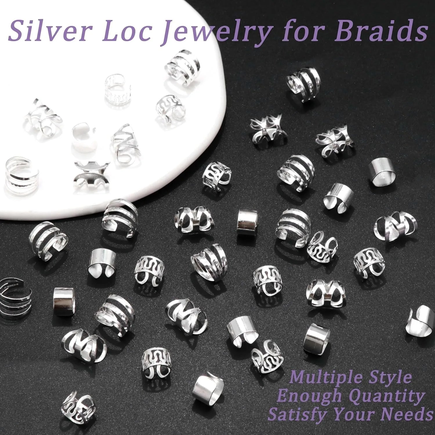 Bộ 40 Vòng Kẹp Tóc Tết & Dreadlocks Nhiều Kiểu Dáng