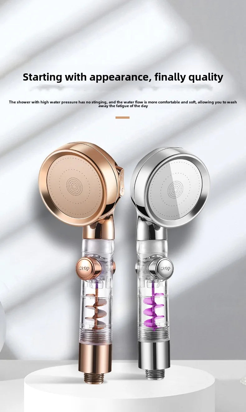 Handheld Turbocharged Pressure Shower Head 3 Modes Propeller Turbo Showerhead for Detachable Rainfall Spray and One-Touch Switch