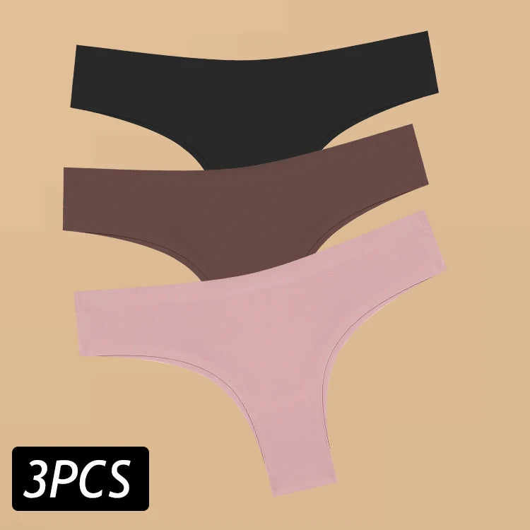 Set of 3 Sexy Ice Silk Low-Waist Ultra-Thin Women's Panties