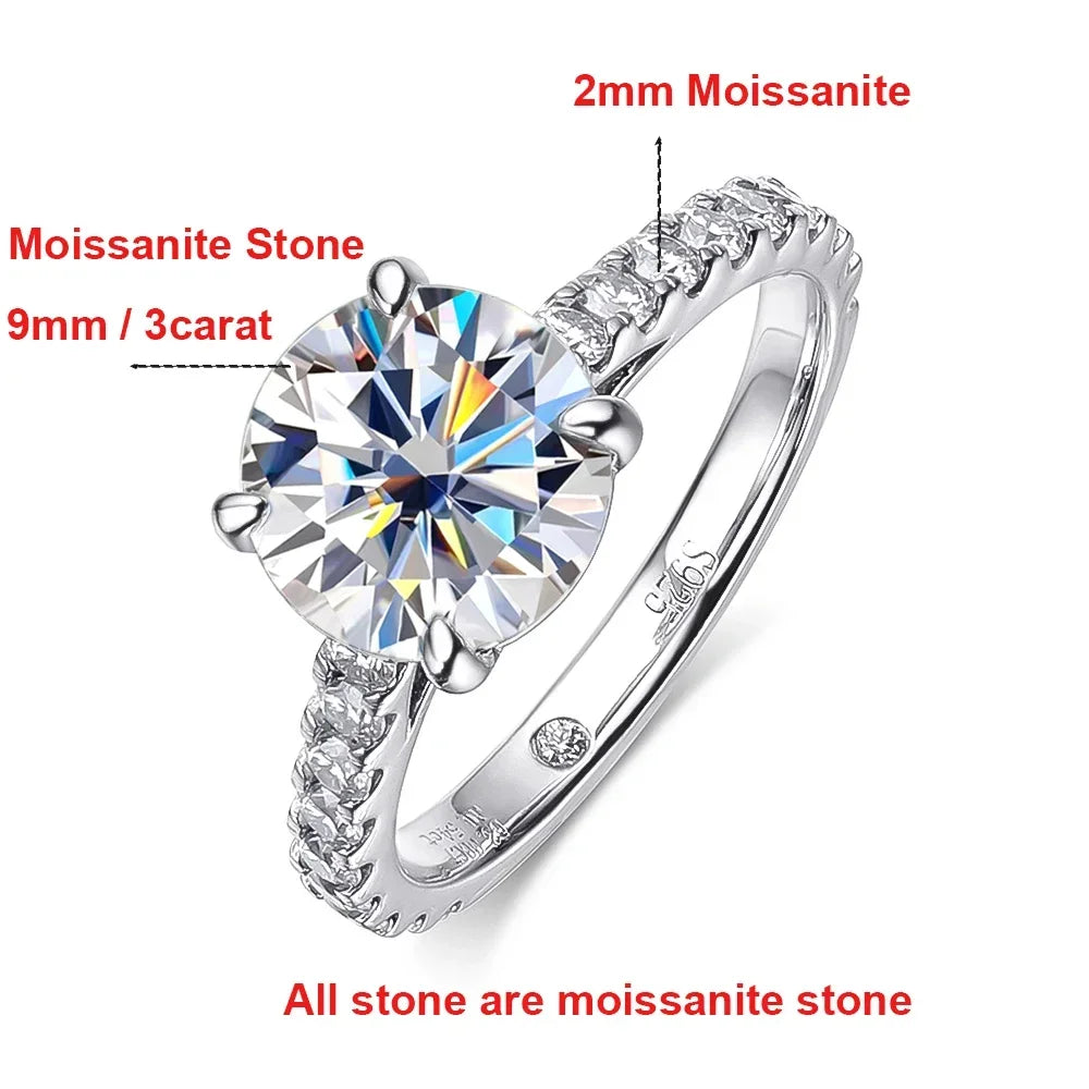 925 Silver Moissanite D Color Women's Wedding Ring With Certificate