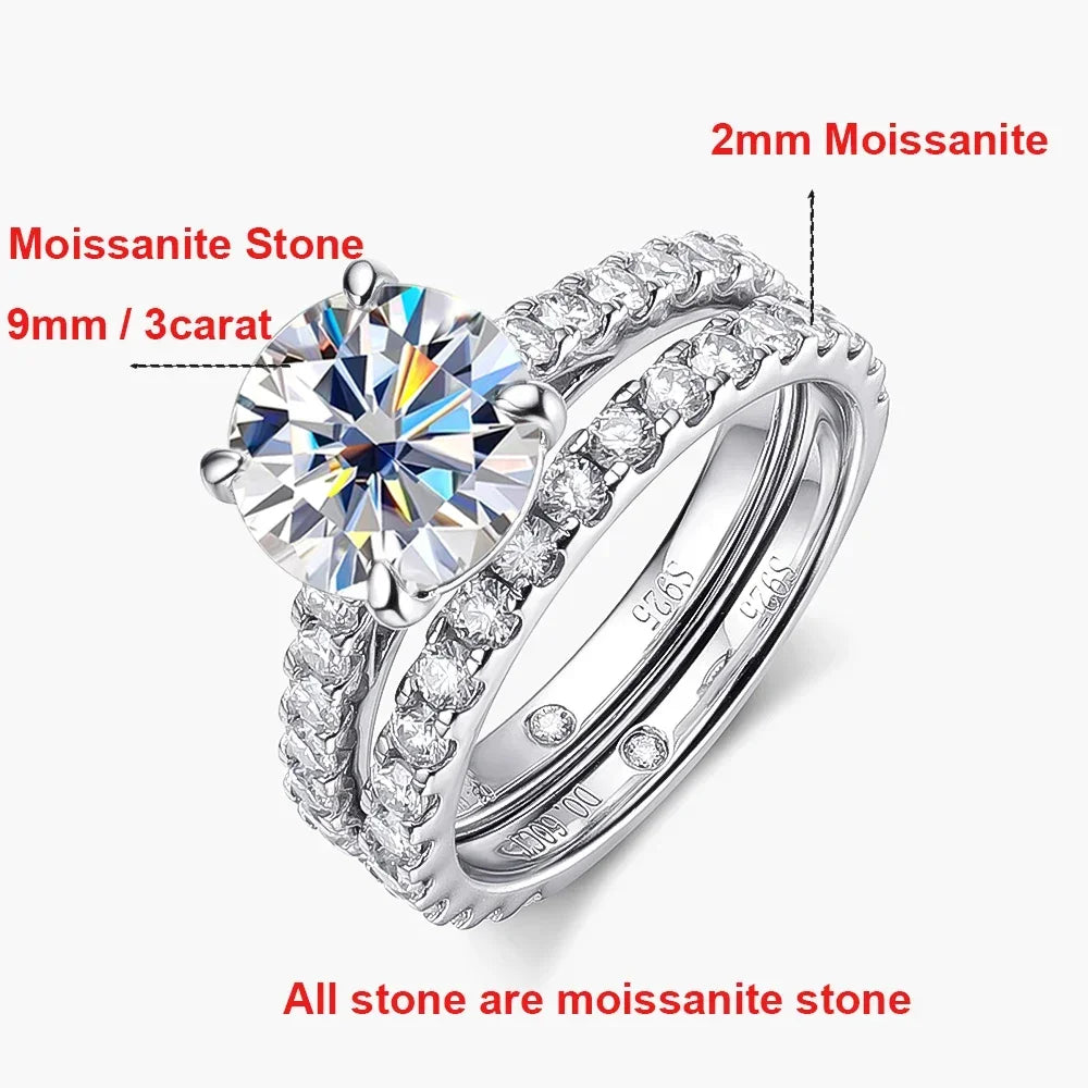 925 Silver Moissanite D Color Women's Wedding Ring With Certificate
