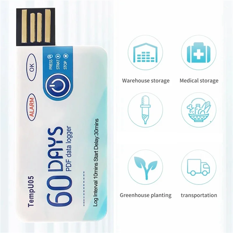 ABBP-10X Tempu05 Temperature Data Logger 60 Days Disposable Temperature Analyzer PDF USB - Daisan Mart