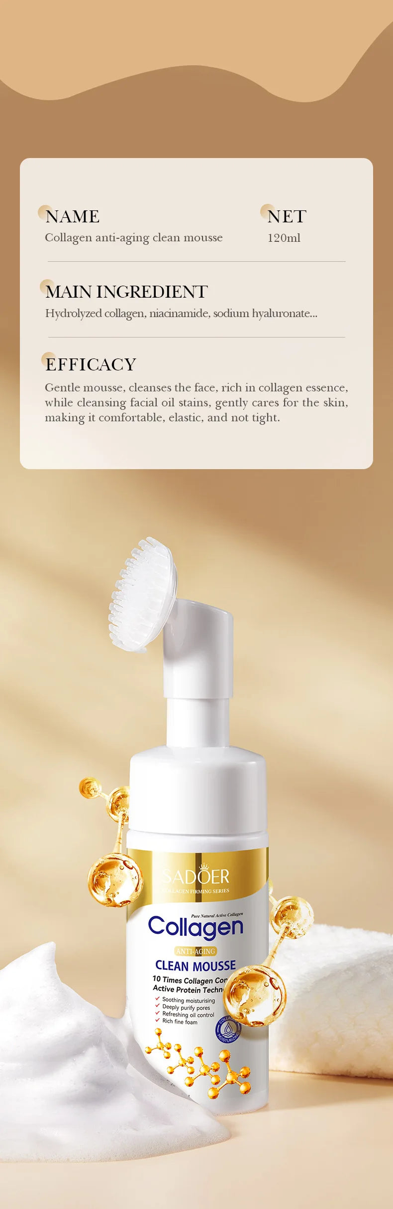 SADOER Collagen Foaming Deep Cleansing Facial Cleanser