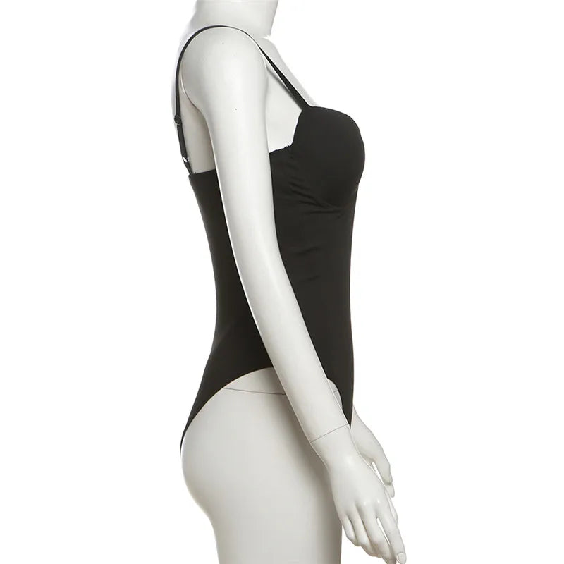 SylCue Sexy Fashion Bodysuits Women Wrapped Chest Backless Sleeveless Shaped Waist Skinny Stretch Street Wild Style Solid Tops