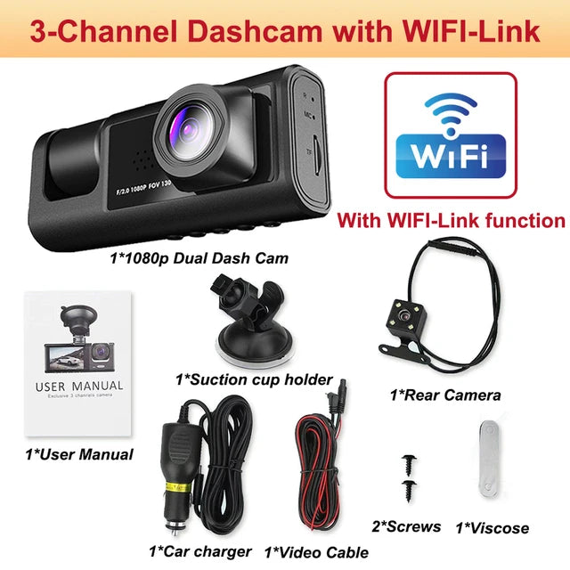 CamX3 - WIFI Car Dash Cam, 2/3 Lenses