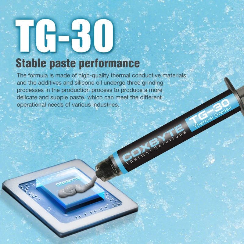 Coxbyte TG-30 Thermal Paste 17.5W-mk for AMD Intel Processor CPU Cooler Computer Cooling Fan VGA GPU Compound Heatsink Plaster