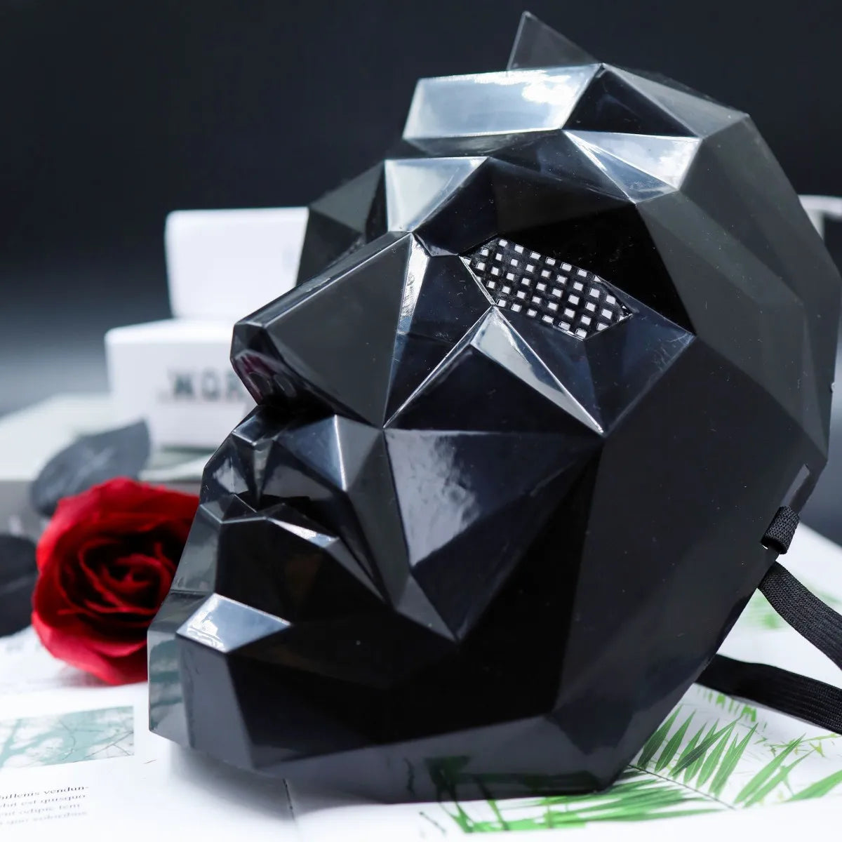 A black decorative mask, featuring a festive design, is ideal for cosplay parties, gala events, and decorative purposes. - Daisan Mart