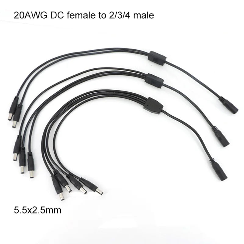 Power Cord Split 1 into 2/3/4 Male 45cm 5.5x2.5mm 5A LED