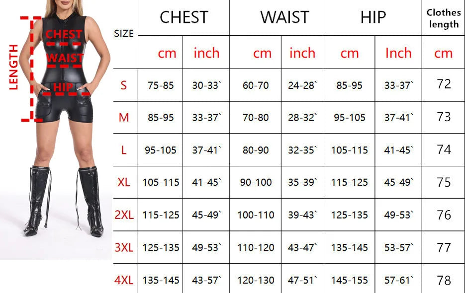 Women Shaper Metallic Front Zip Mock Neck Catsuit Bodysuit Sexy One Piece Leather Short Jumpsuits Tank Top Shapewear with Pocket