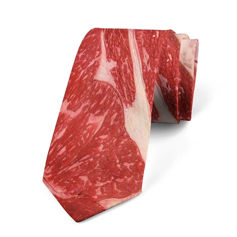 Cà vạt nam họa tiết thịt nướng độc đáo 8cm