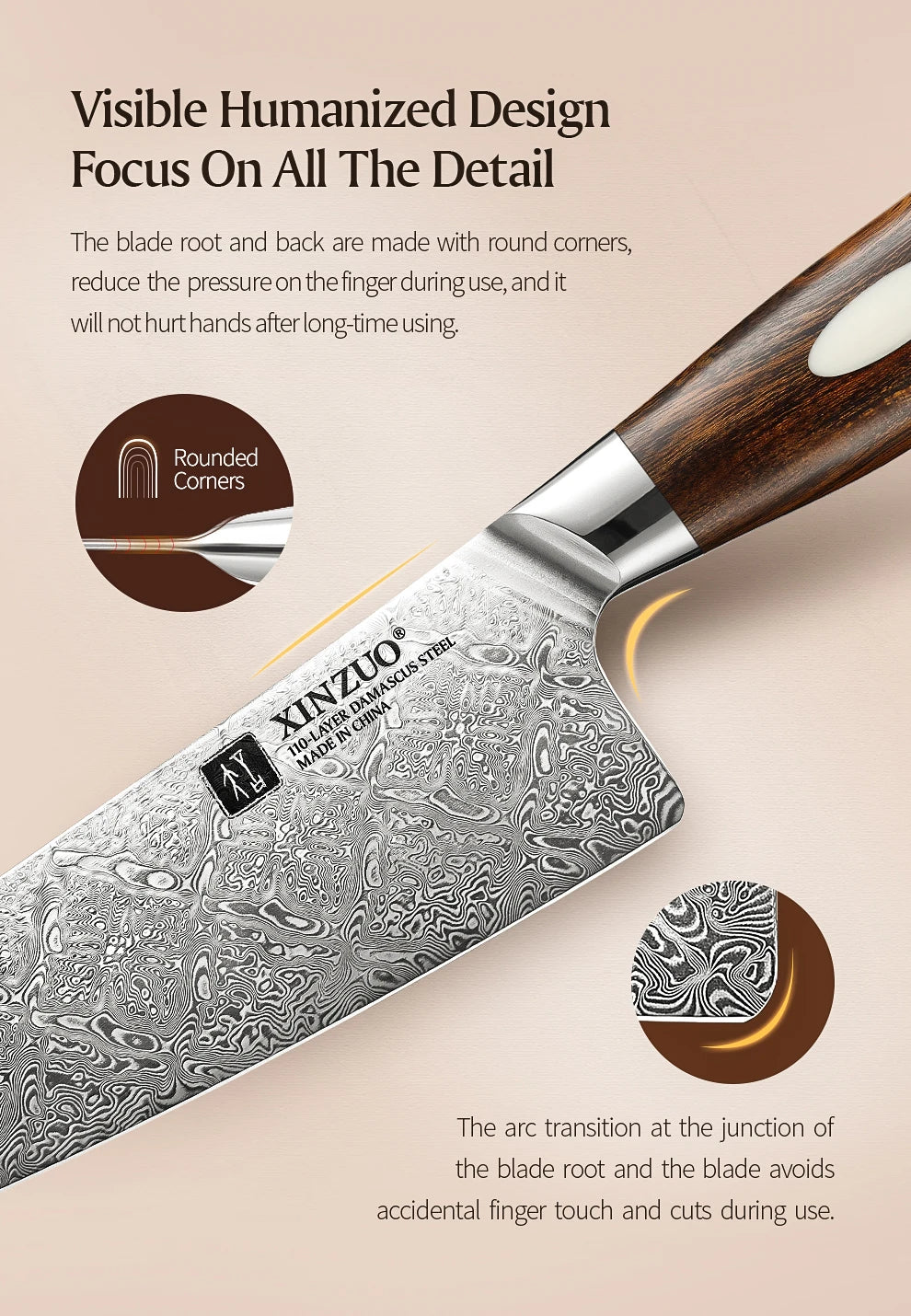 Dao Bếp Chuyên Nghiệp XINZUO 8.5 Thép Damascus 110 Lớp