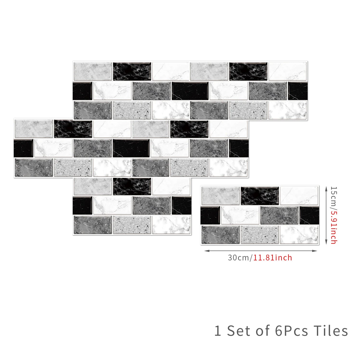 Waterproof Self Adhesive Removable 3D DIY Modern Grayish White Marble Tile Wall Sticker Bathroom Kitchen Cupboard Home Decor