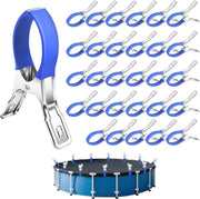 6/12pcs Durable Stainless Steel Pool Cover Clips with Blue Plastic Handle - Suitable for Ground Pool Covers and Photography