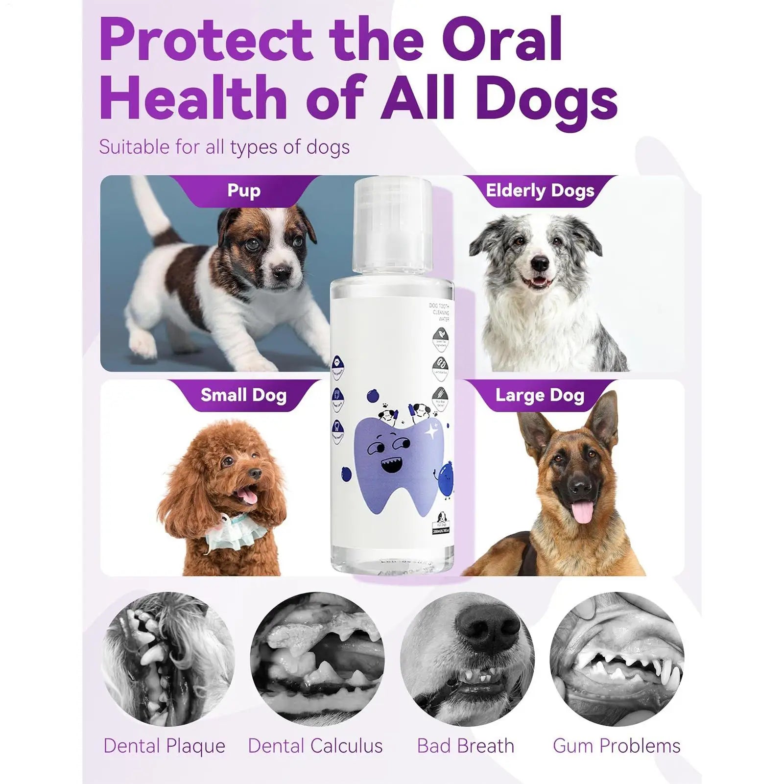 Natural Dog Mouthwash 200ml Effectively Eliminates Bad Odors