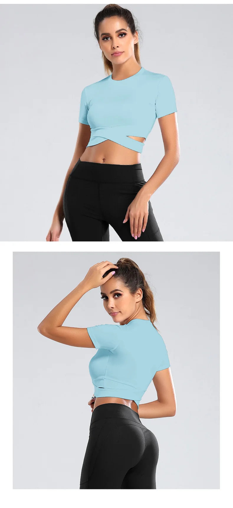 Áo Croptop Tập Gym Nữ Dài Tay Co Giãn Thoáng Mát