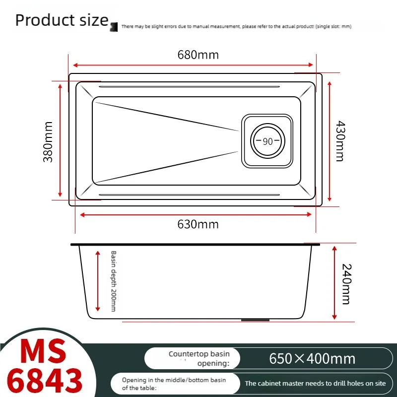 316L Stainless Steels Kitchen Sink Scratch and Grease Resistant Large Single Slot Household Left Right Mount Undermount Basin - Daisan Mart