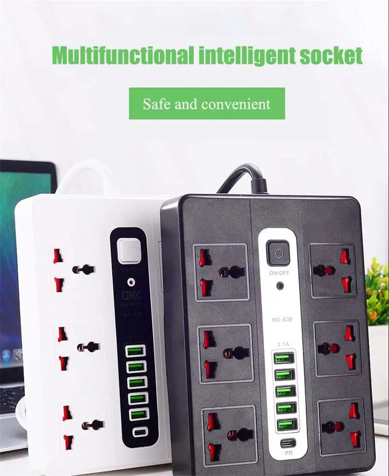 Smart Multi-function Socket Fast Charging USB Long