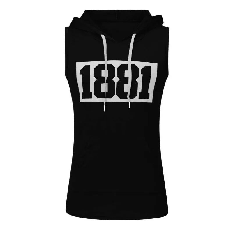 Men's Sleeveless Gym Tank Top with Hood and Pockets
