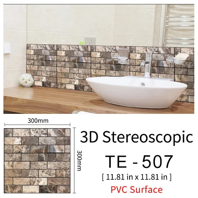 15PCS Wall Sticker Waterproof PVC imitation brick Wallpapers for TV walls living room bedroom kitchen kids rooms painted surface