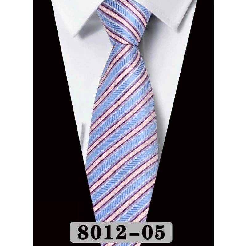 男士8公分藏藍色條紋領帶 - 經典款式