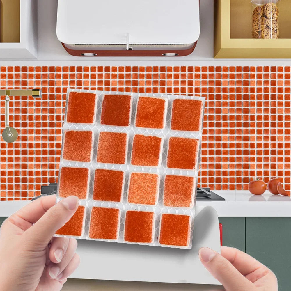 10pcs/set 3D Mosaic Tiles Sticker Self Adhesive Waterproof Wall-Tiles for Kitchen Bedroom Bathroom Walls Backsplashes Decoration