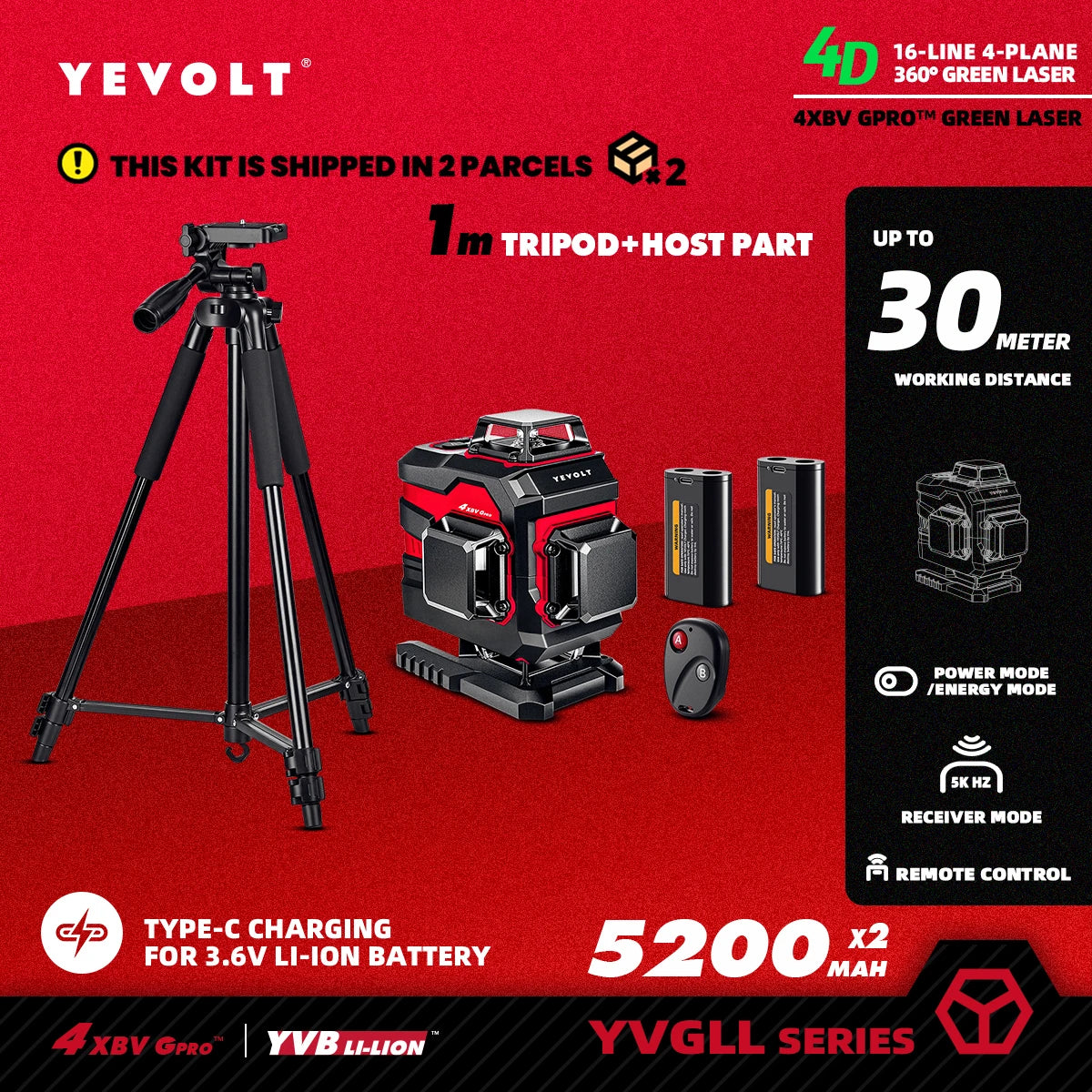 Máy Cân Mực Laser Xanh 16 Tia 4 Mặt YEVOLT PRO - Daisan Mart
