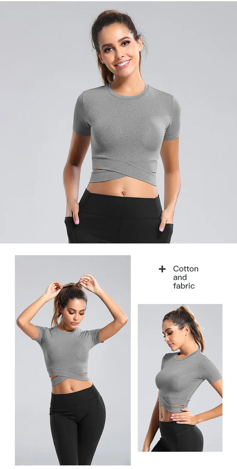 Áo Croptop Tập Gym Nữ Dài Tay Co Giãn Thoáng Mát