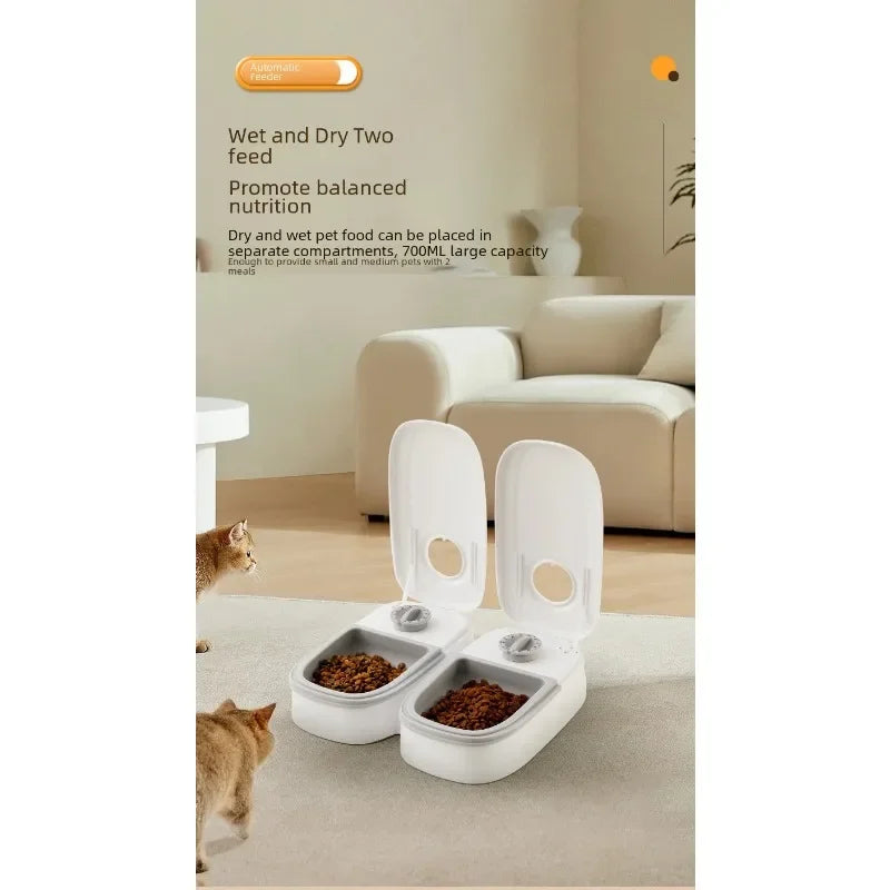 Pet Bowl Smart Timed Cat Feeder Quantitative Wet and Dry Food Single Meal Separation Home Use Automatic Feeding for Dogs & Cats - Daisan Mart