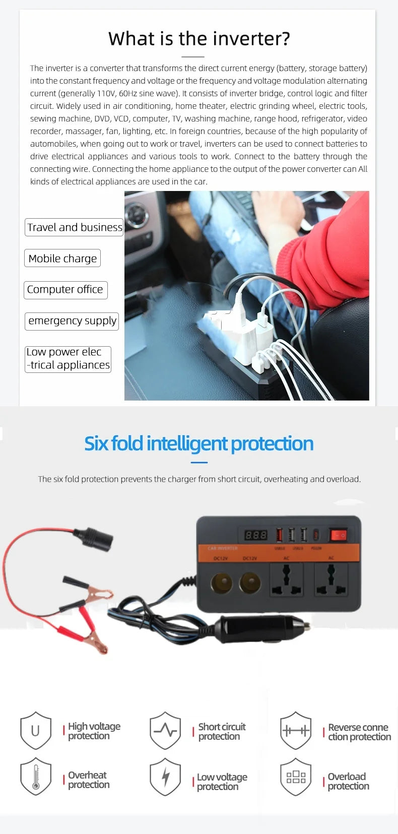 Bộ đổi nguồn ô tô 12V 300W, AC220V, USB+TypeC PD22W - Daisan Mart