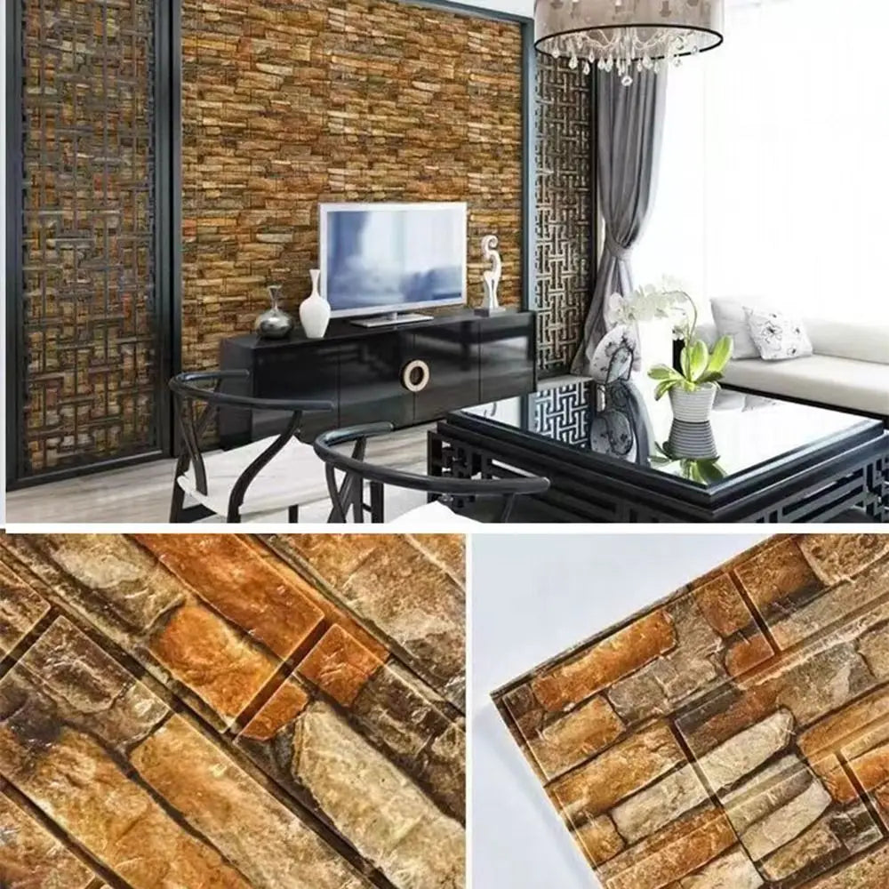 Giấy Dán Tường 3D Giả Gạch Chống Thấm Tự Dán