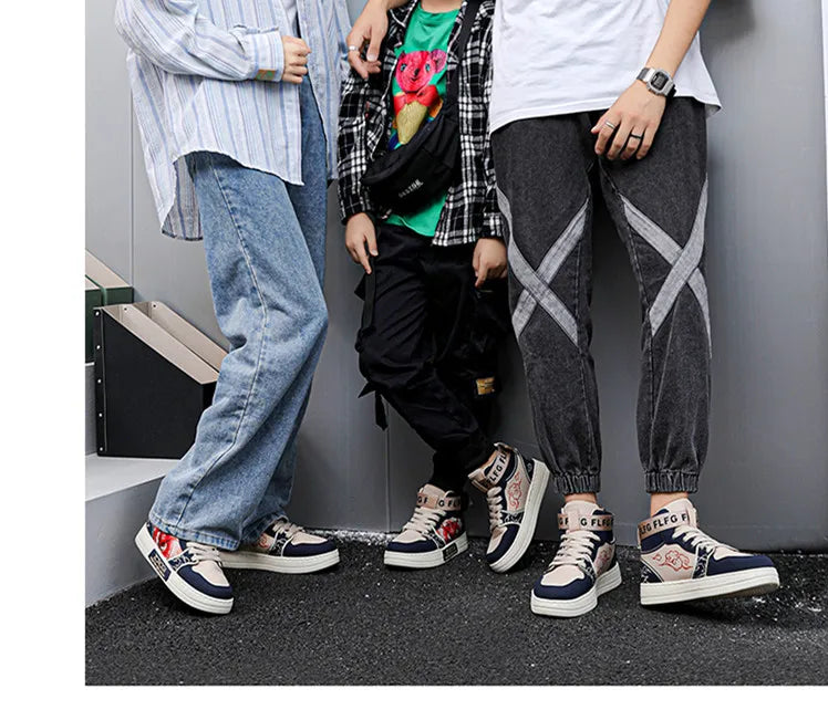 High-end Men's Sneakers with Fashionable Printed Patterns