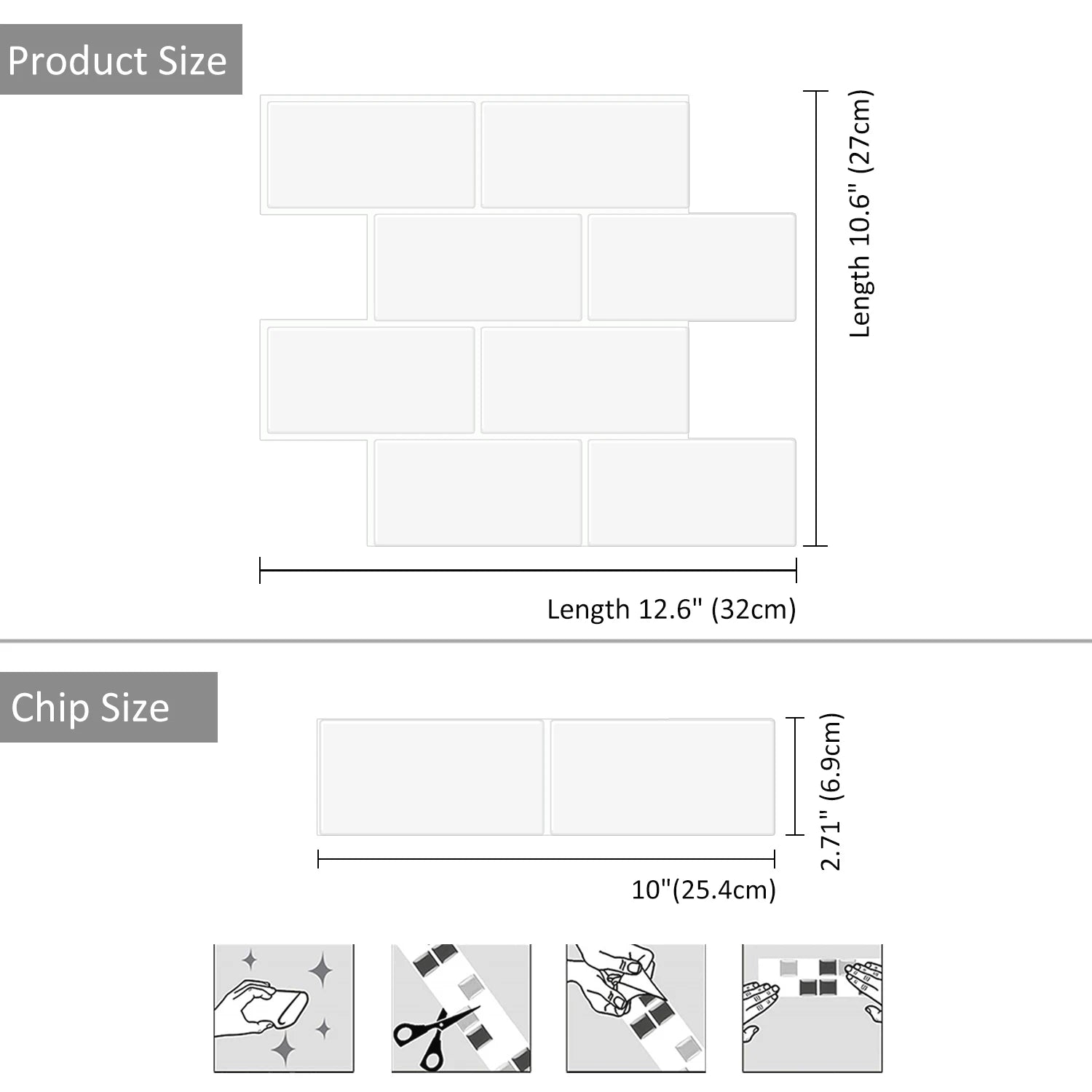 10 Large Waterproof Brick Wall Stickers for Home Decoration