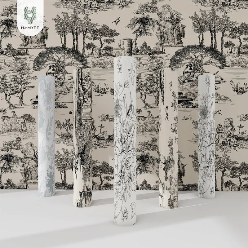 Retro Thick Vintage Wall Panels Black White Gray