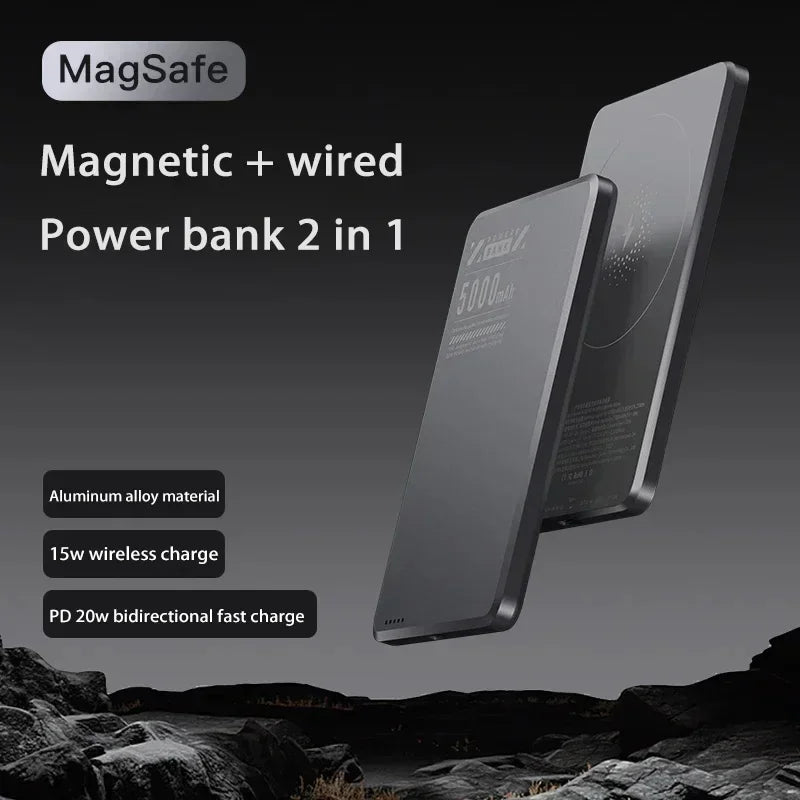 OnePlus Ultra-thin magnetic Power Bank 5000 mAh Wireless Metal MagSafe PD 20W Large Capacity Fast Charging Portable Power Bank - Daisan Mart