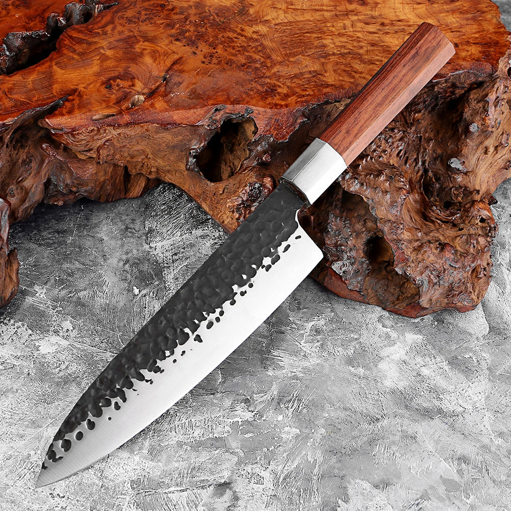 XITUO 8 Inch Japanese Gyuto Chef Knife,5Cr15Mov High Carbon Steel Kitchen Knife,Hand Forged Cooking Knife with Octagonal Handle - Daisan Mart
