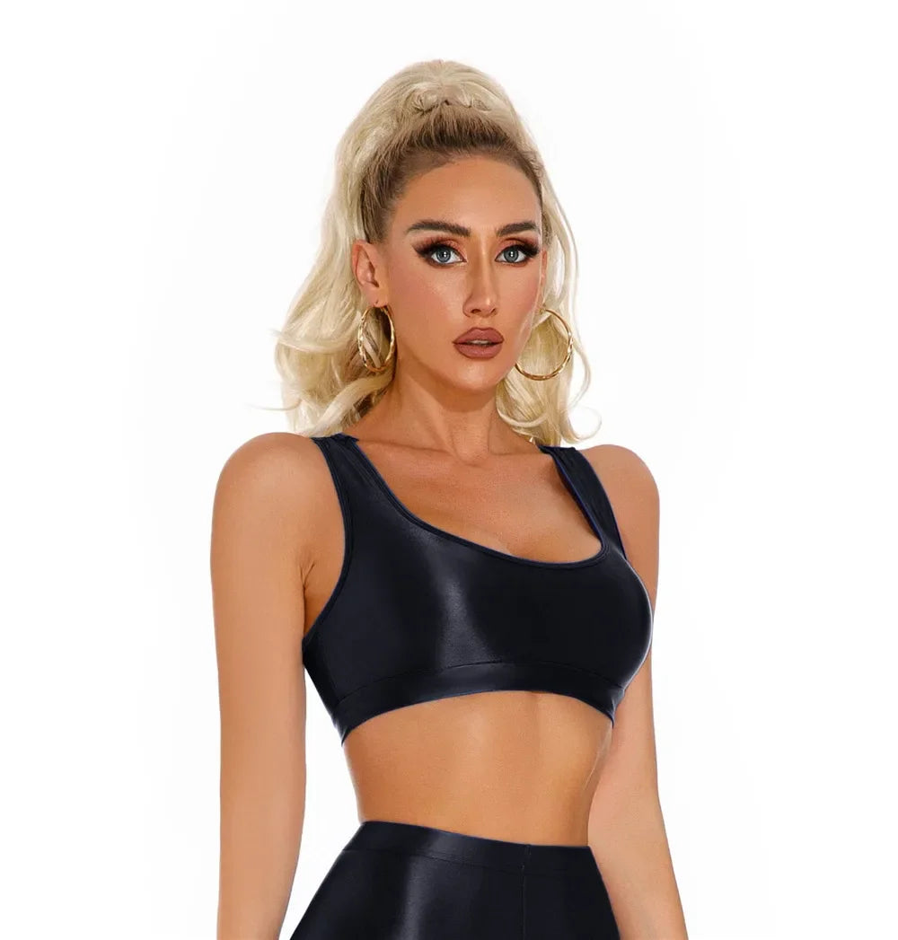 Women's Sexy Crop Top Bodycon Sports U-Neck