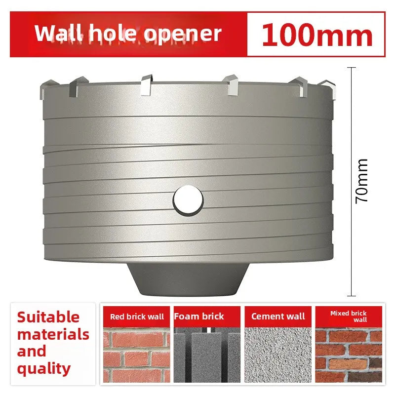 Wall hole opener drill bit impact drill set for drilling brick walls, air conditioning, concrete, and expanding water pipes.