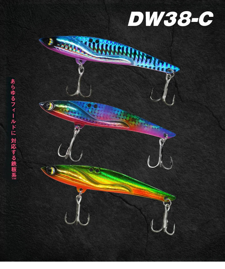 VIB Fishing Lures 35g 44g Sinking Vibration Blade Bait Spinner Spoon Jigging Lures Treble Hooks Bass Fishing Tackle