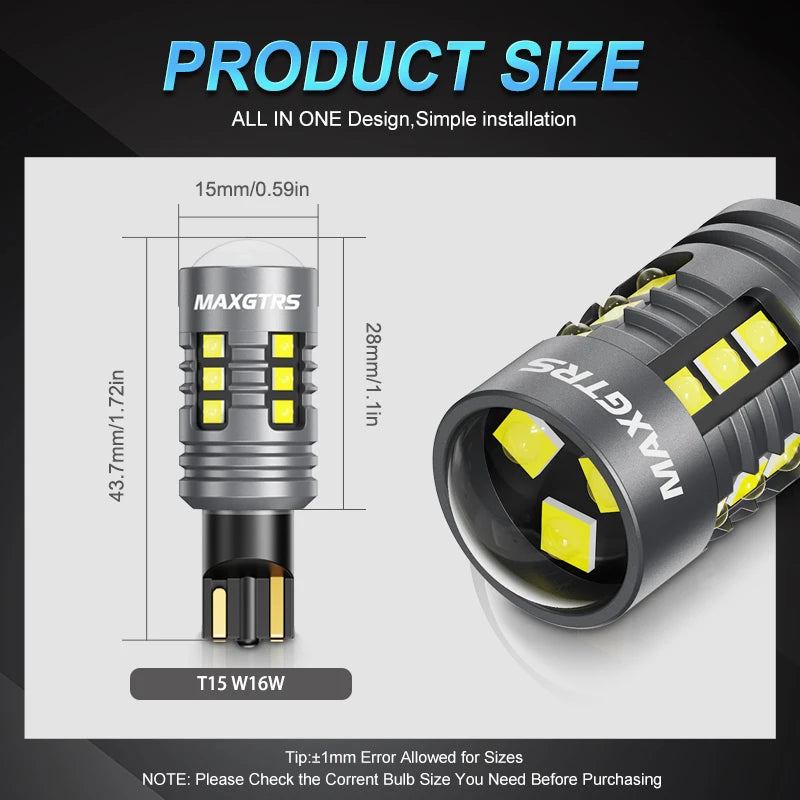 Bóng Đèn LED Xe Hơi T15 W16W 6500K Không Báo Lỗi Canbus - Daisan Mart