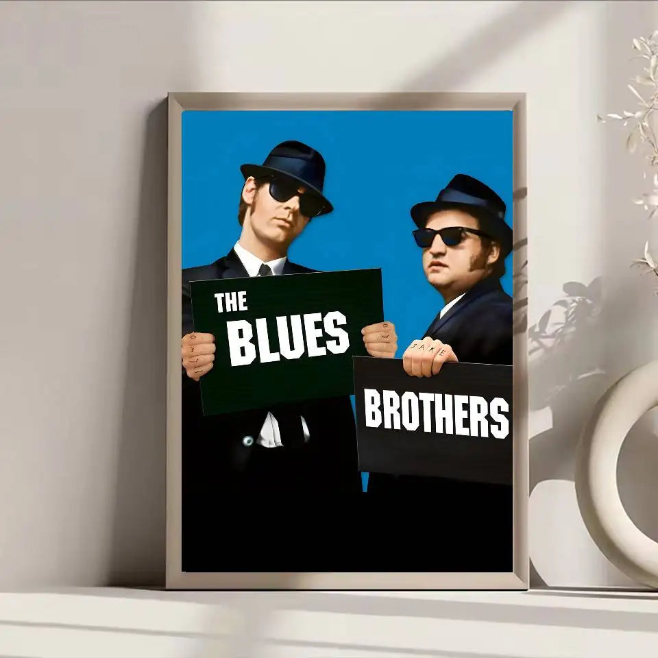 B-Blues Brothers Vintage Movie Poster Self-adhesive Art Waterproof Paper Sticker Coffee House Bar Room Wall Decor