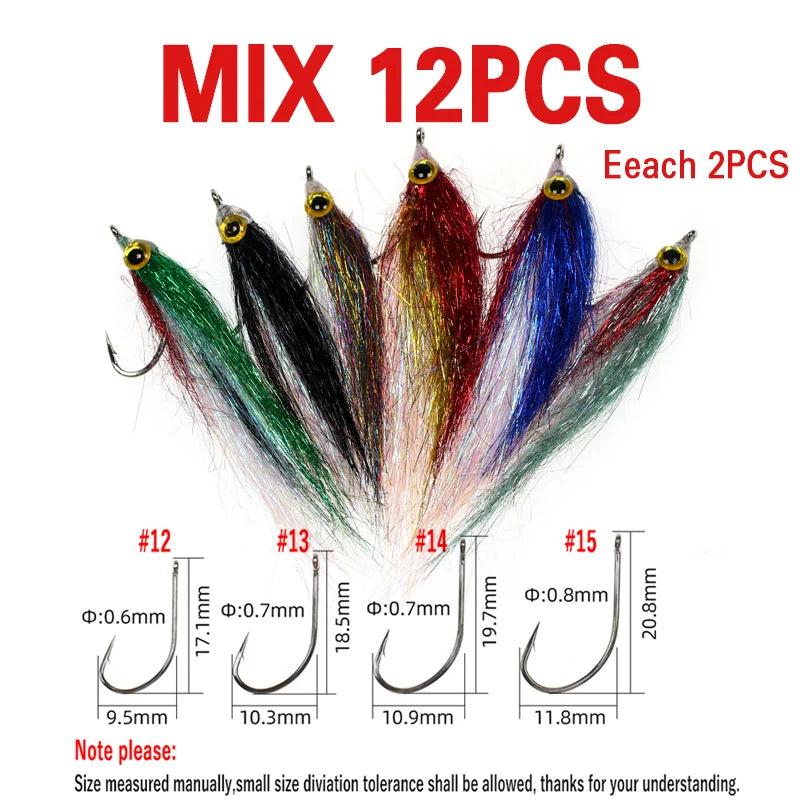 Wifreo Wounded Ice Minnow Fly Ice Dub Slowly Sinking Salmon Trout Sea Bass Pike Steelhead Redfish Fly Fishing Flies Lures 