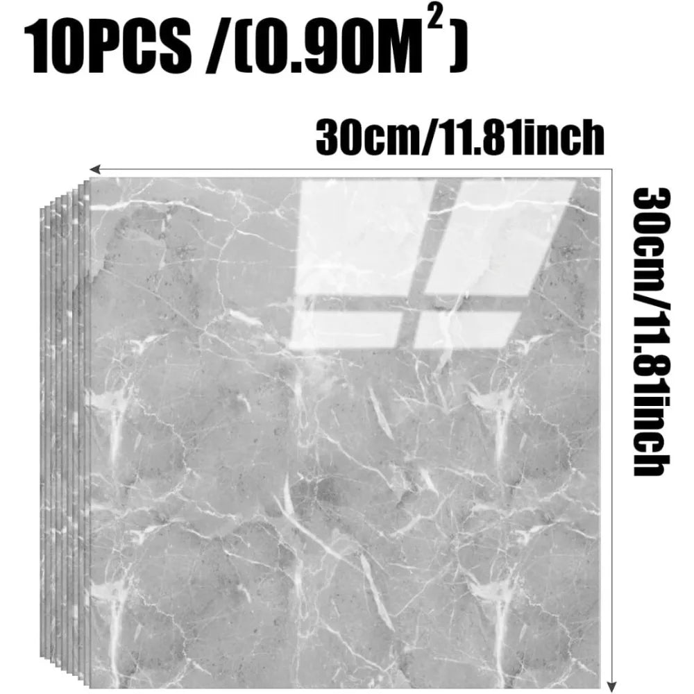 Marble Pattern Foam Self-adhesive Wallpaper Home Decor Aluminum Foil Bottom Imitation Tile Wall Stickers for Kitchen Bathroom