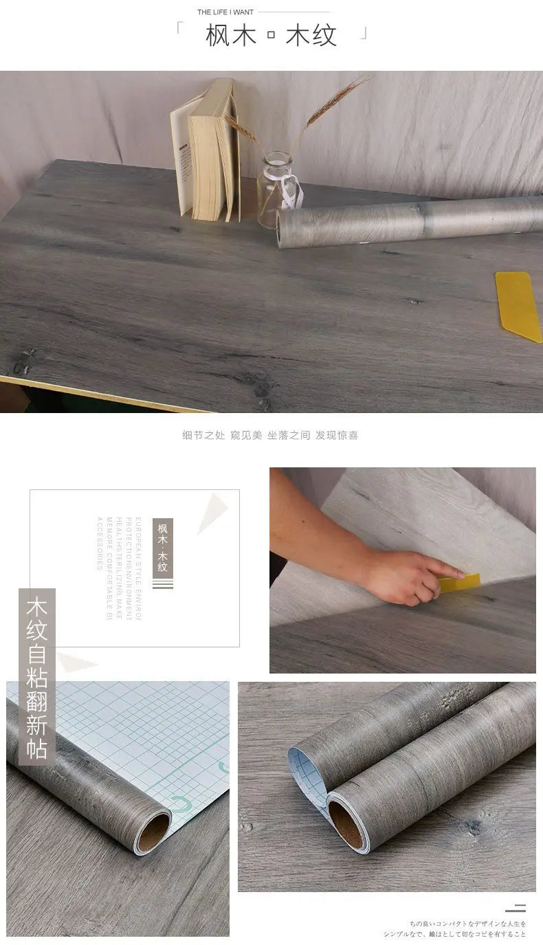 Giấy Dán Tường Vân Gỗ Chống Nước Đa Năng 10m