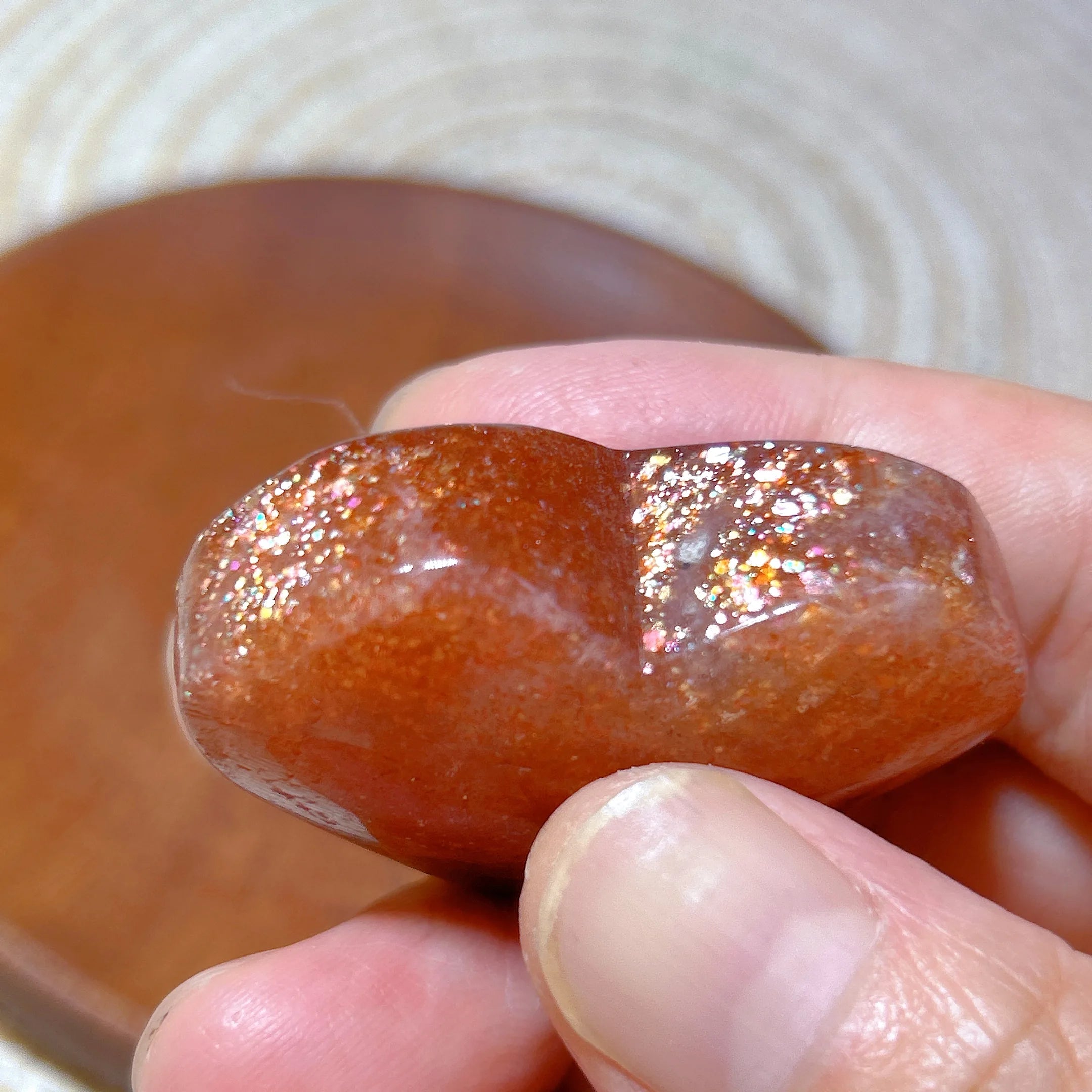 Natural Sunstone Heart Shaped Healing Decoration