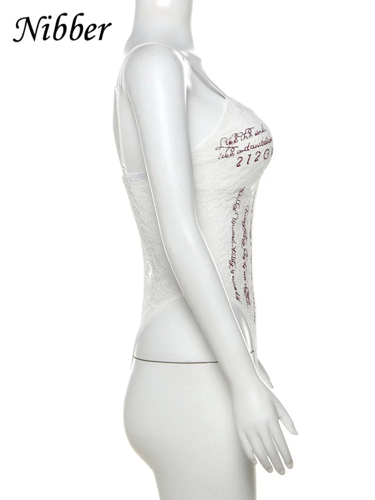 Nibber Patchwork Woman Bodysuit Sling Off Sleeves Skinny Backless Personality Chick Versatile Atmosphere Fashionable Outfits