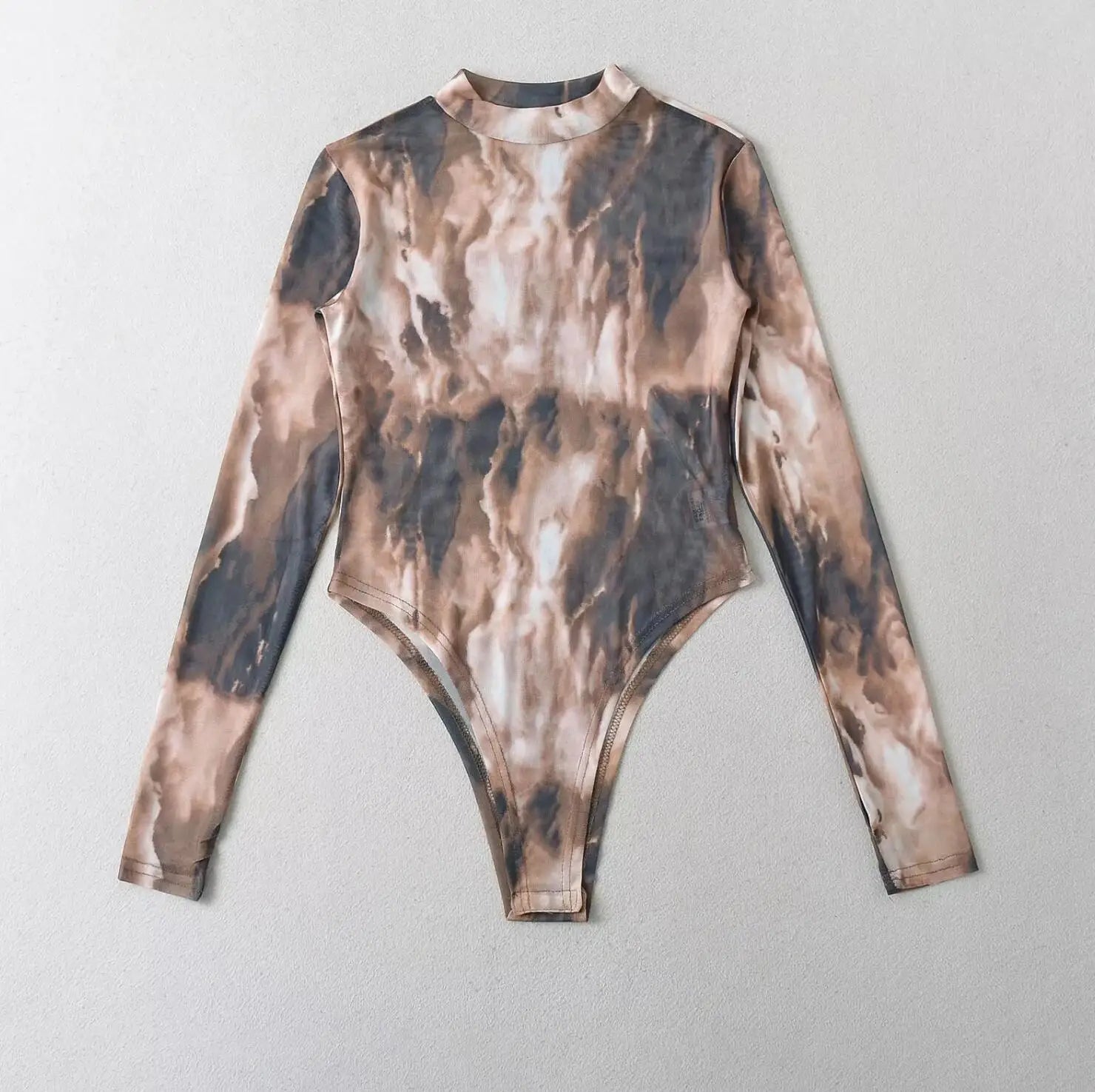 Sexy 2-Color Ombre Mesh Long Sleeve Bodysuit 2025