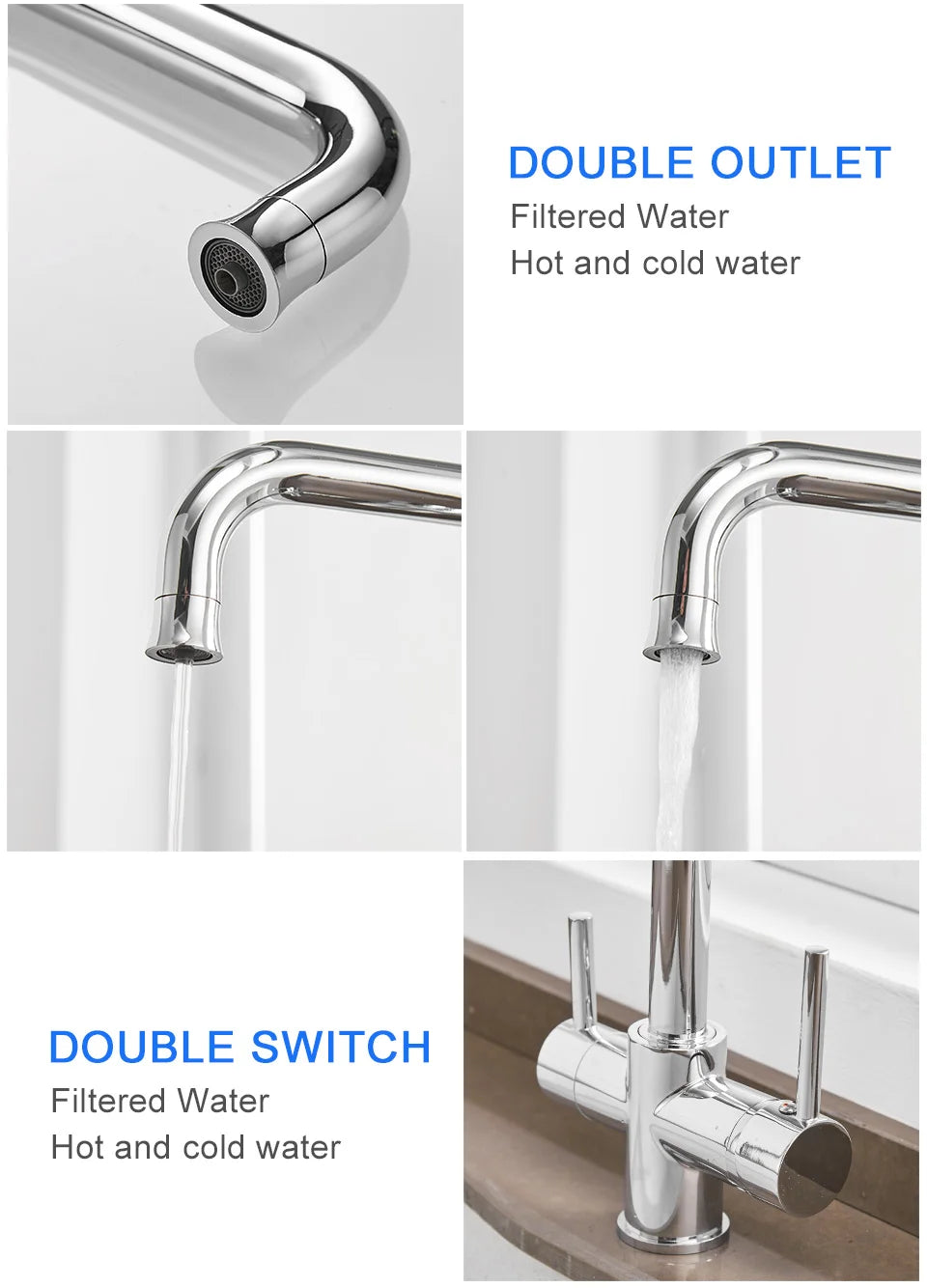 ROVATE Chậu bếp 3 trong 1, Vòi nóng lạnh có lọc nước uống