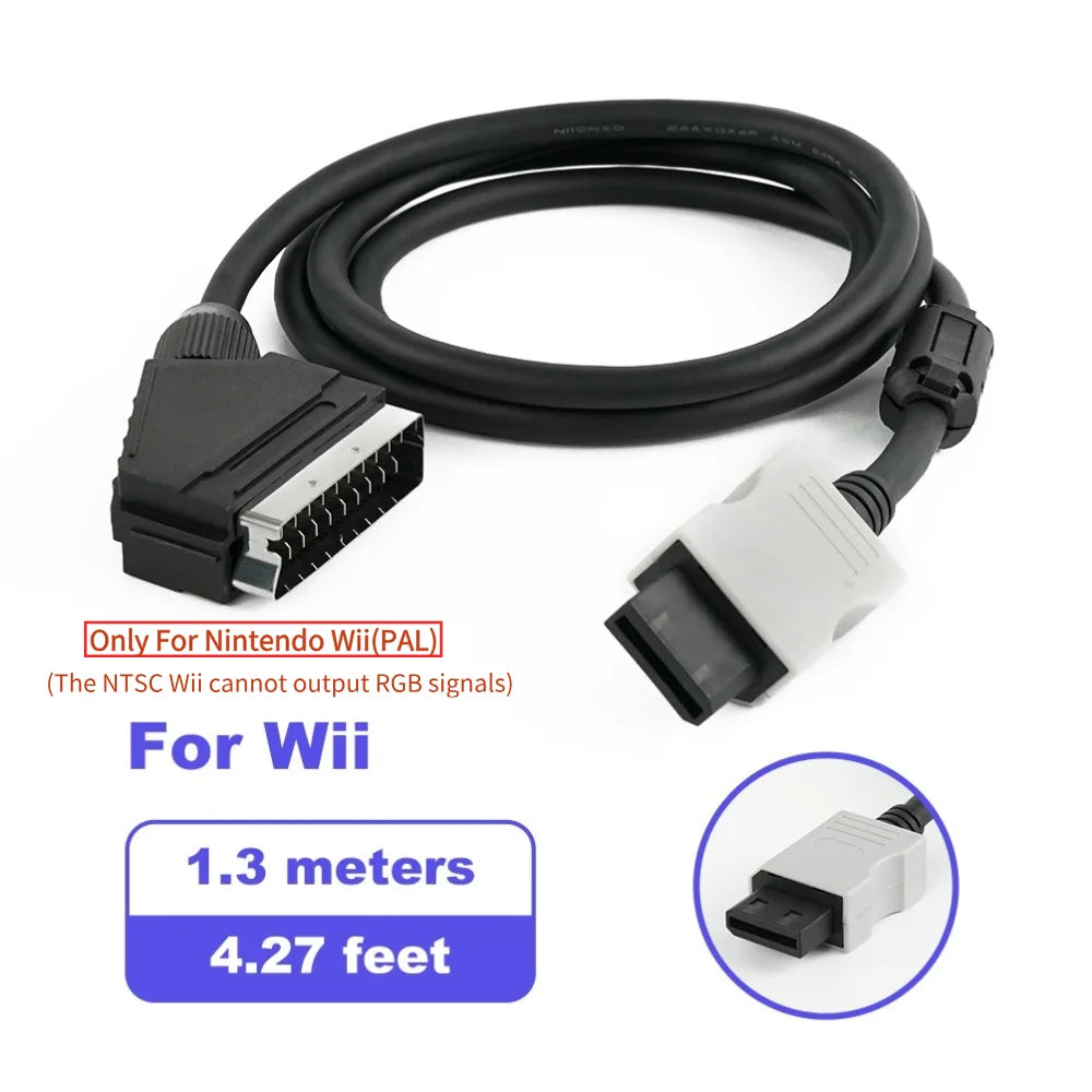 Cáp RGB SCART 1.3m Cho Console Game Cổ Điển Retro
