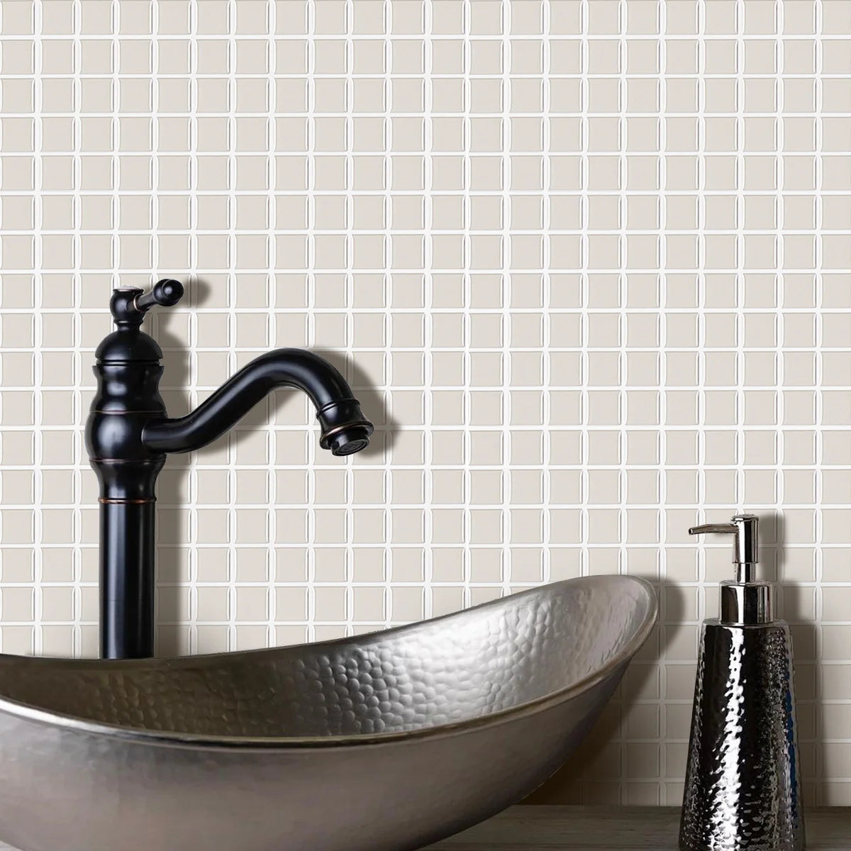 Gạch 3D Mosaic Xám Nhạt Trang Trí Nhà Bếp