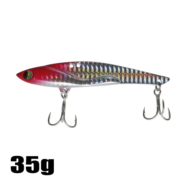 VIB Fishing Lures 35g 44g Sinking Vibration Blade Bait Spinner Spoon Jigging Lures Treble Hooks Bass Fishing Tackle